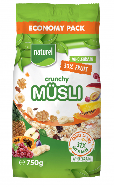 NATUREL WHOLEGRAIN CRUNCHY  FRUIT 30 % - ECONOMY PACK 750 G