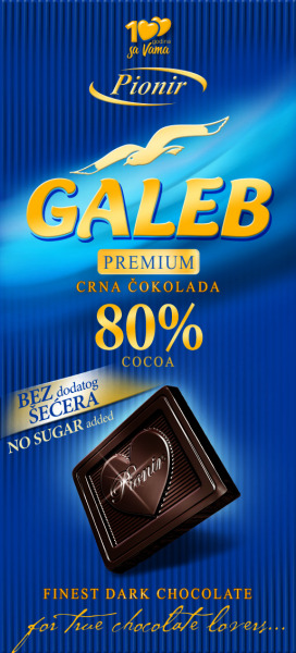 GALEB PREM. CRNA ČOK. 80% KAKAA BEZ ŠEĆ. 100G